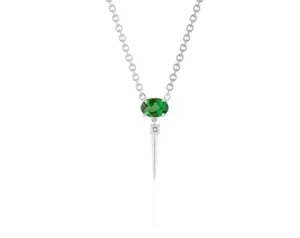 Tsavorite & Diamond Drop Necklace-White Gold