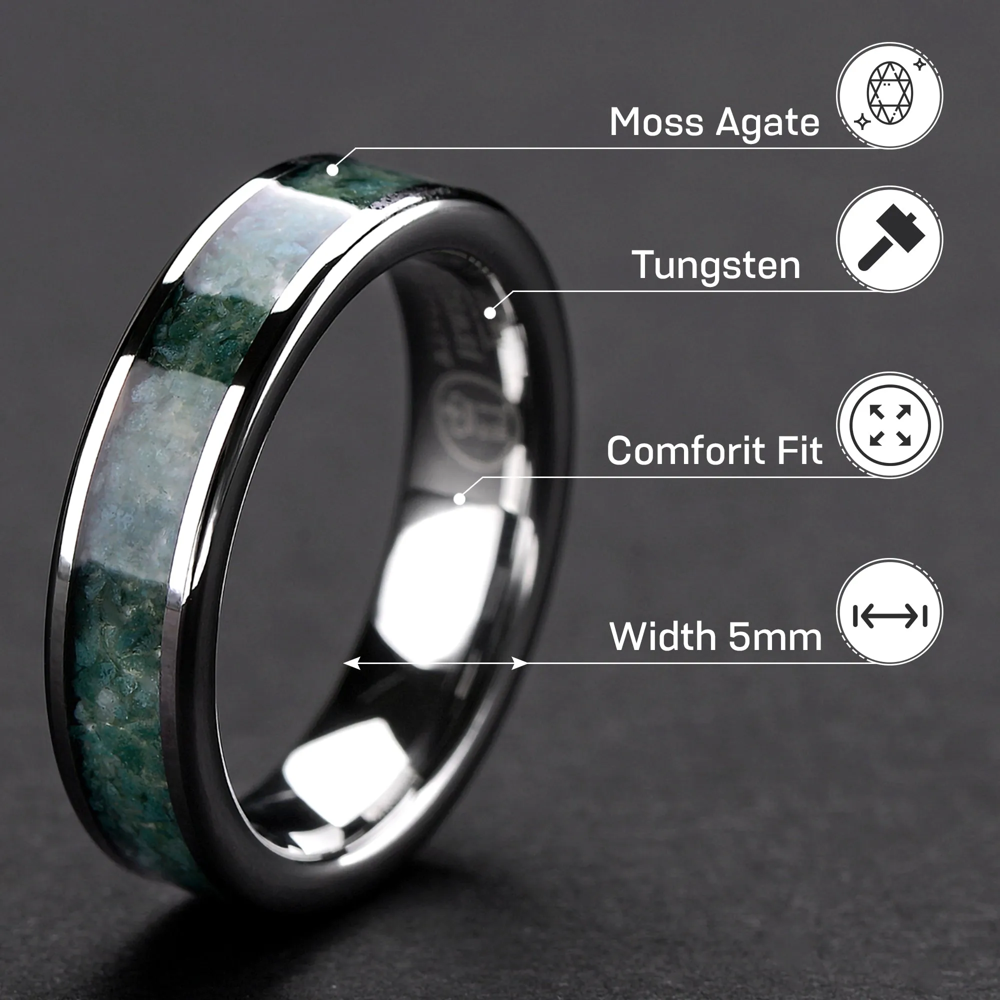 Tungsten Ring Wedding Band for Women - 5mm