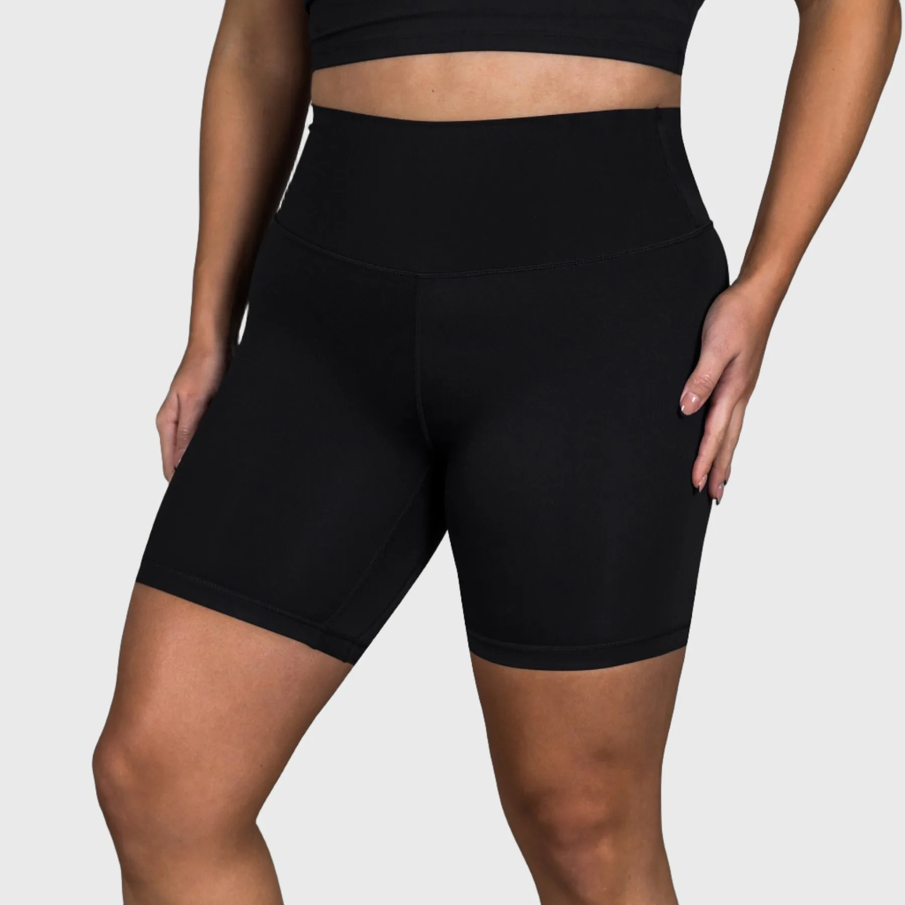 TWL - WOMEN'S HIGH WAISTED EXTRA LONG BALANCE SHORTS - BLACK