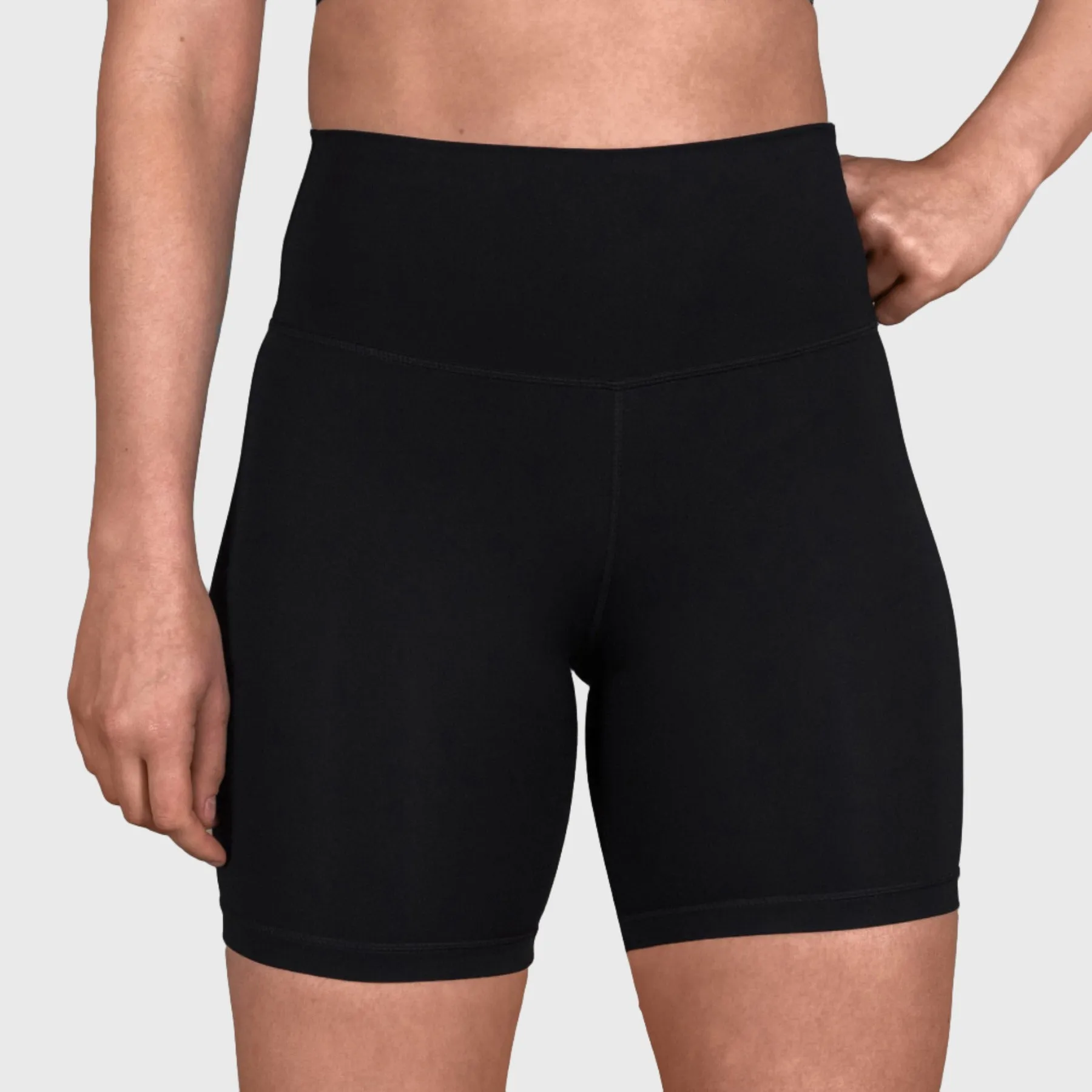 TWL - WOMEN'S HIGH WAISTED EXTRA LONG BALANCE SHORTS - BLACK