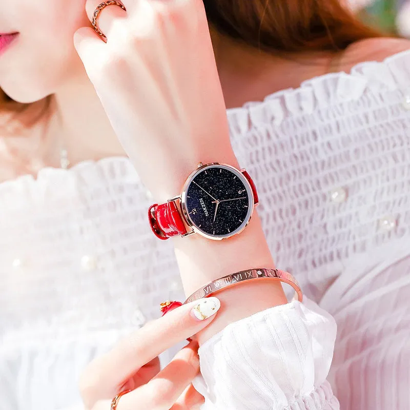 Ultra-thin Blue Sandstone Dial Women's Watch