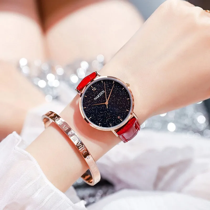 Ultra-thin Blue Sandstone Dial Women's Watch