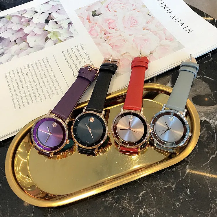 Ultra-thin Leather Strap Women's Watch