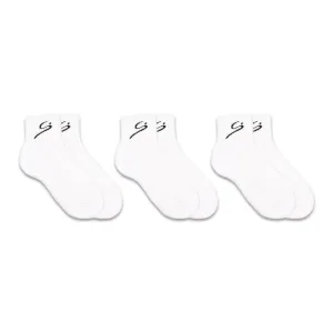 Unisex Sports Athletic Crew Socks 3-Pack - White