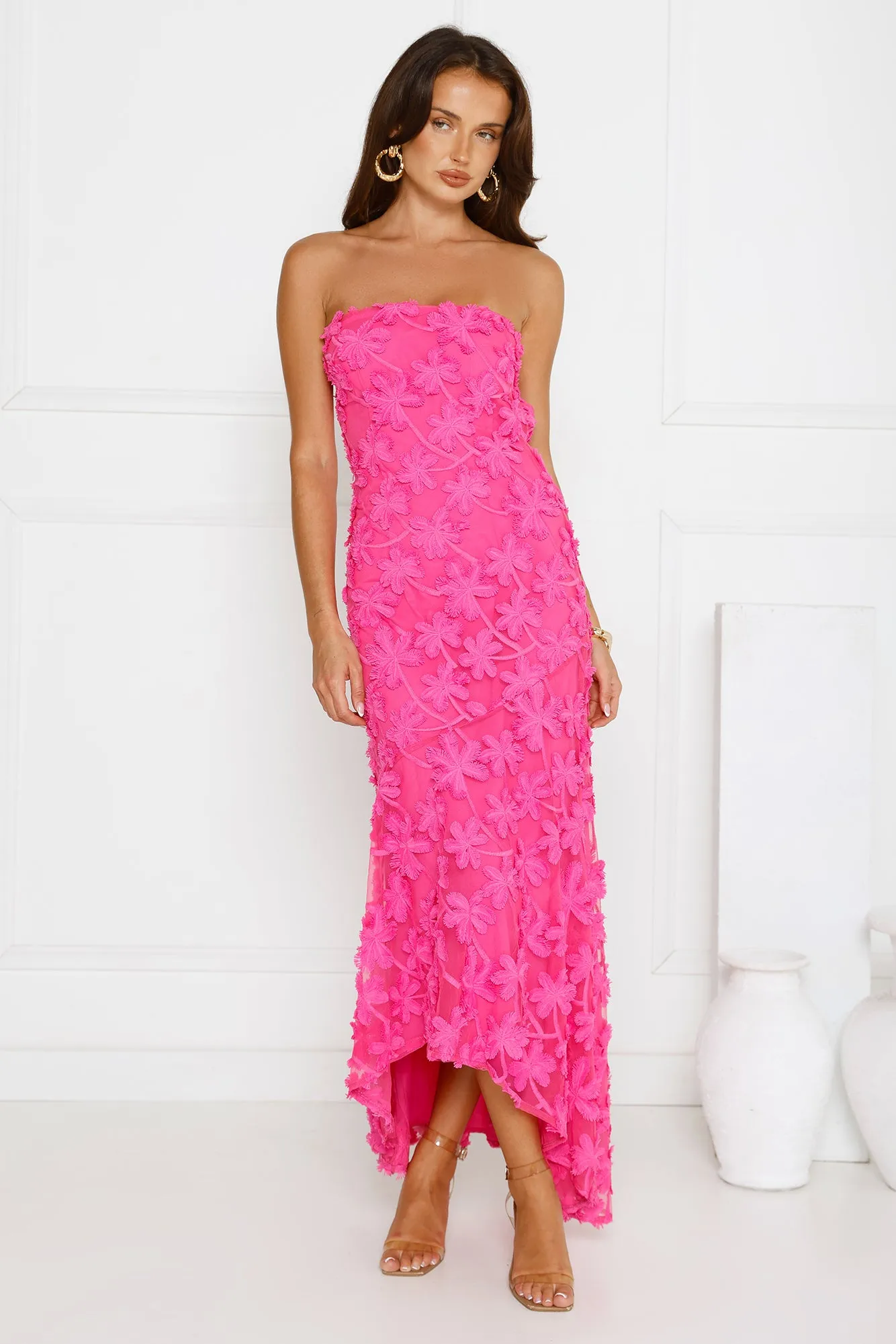 Urban Petal Strapless Maxi Dress Pink