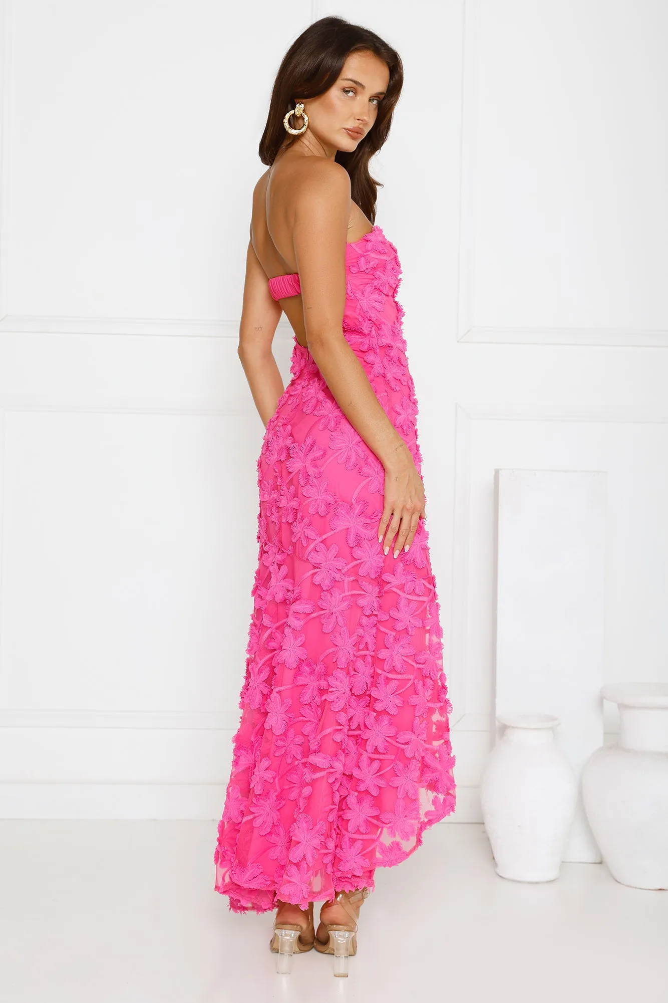 Urban Petal Strapless Maxi Dress Pink