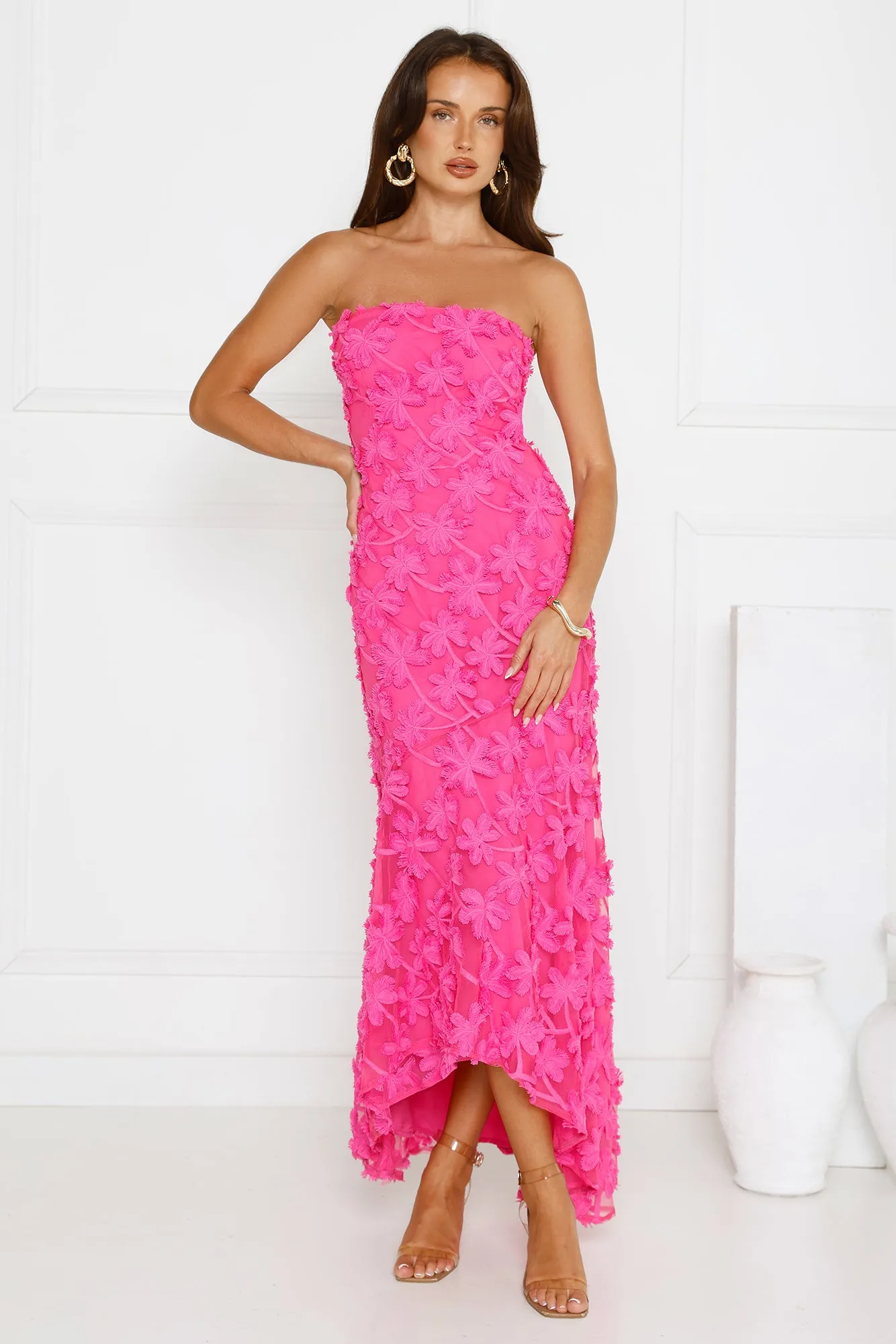 Urban Petal Strapless Maxi Dress Pink