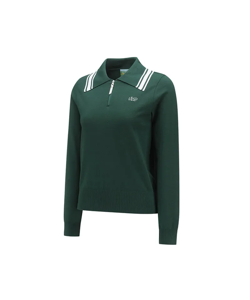 Vice Golf Atelier Women's Wide Collar Sweater - D/Green