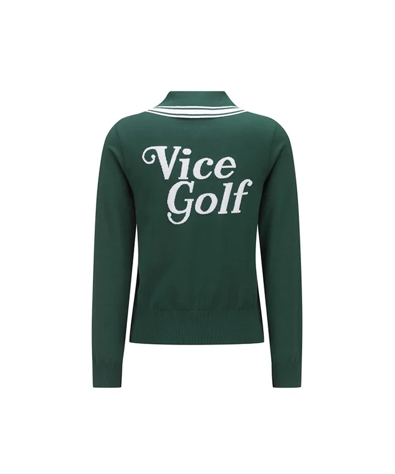 Vice Golf Atelier Women's Wide Collar Sweater - D/Green