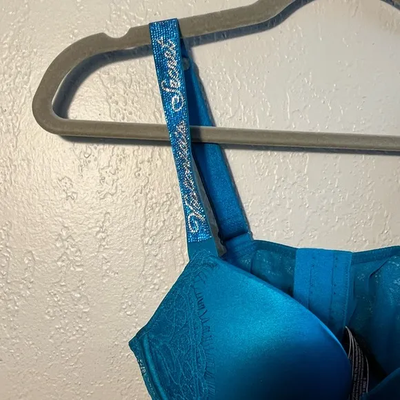Victoria’s Secret Teal Lace Women's Intimate Bodysuit Shiny Straps 32B Lingerie