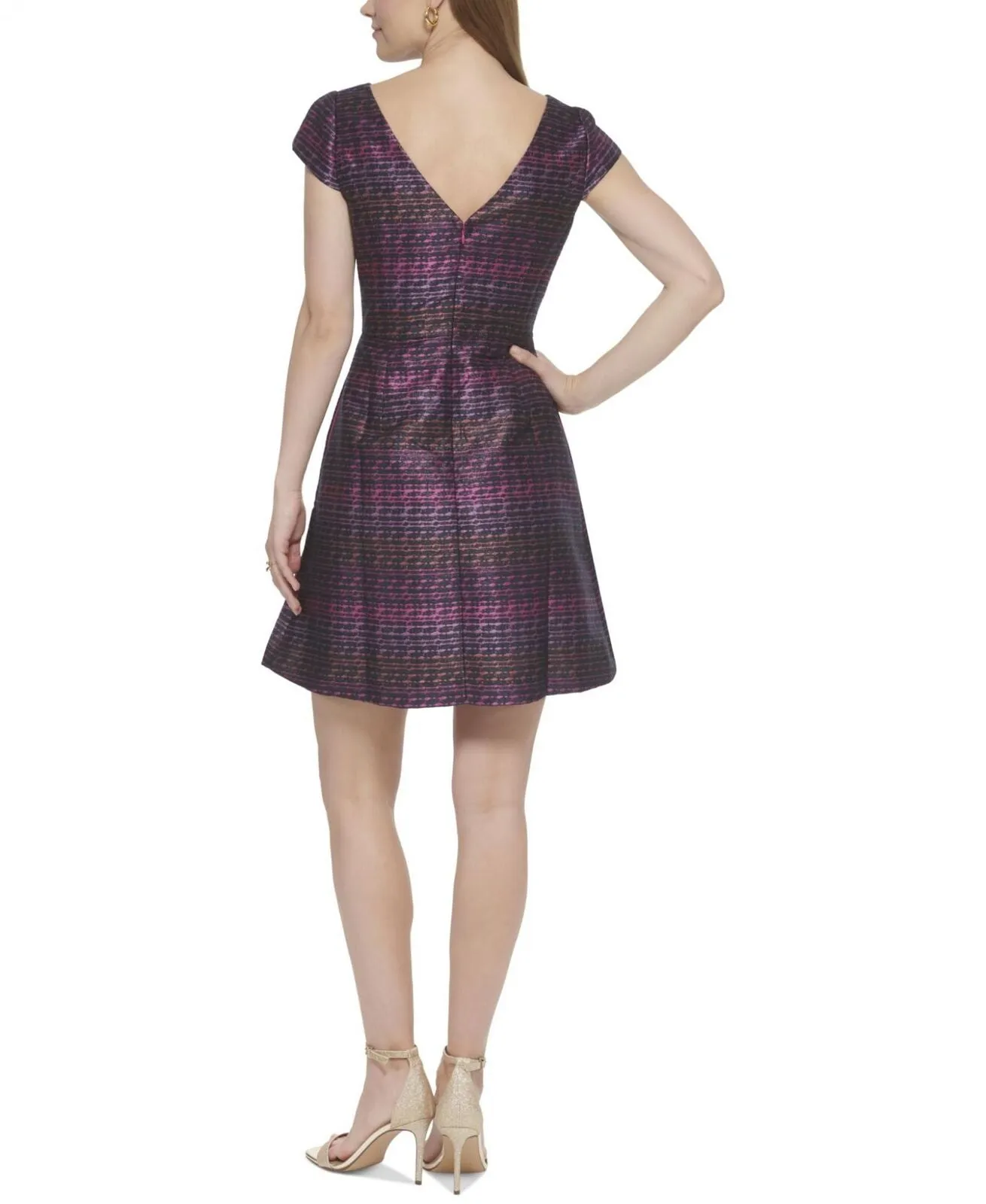 Vince Camuto Women's Metallic Jacquard Fit & Flare Dress VC2M3949