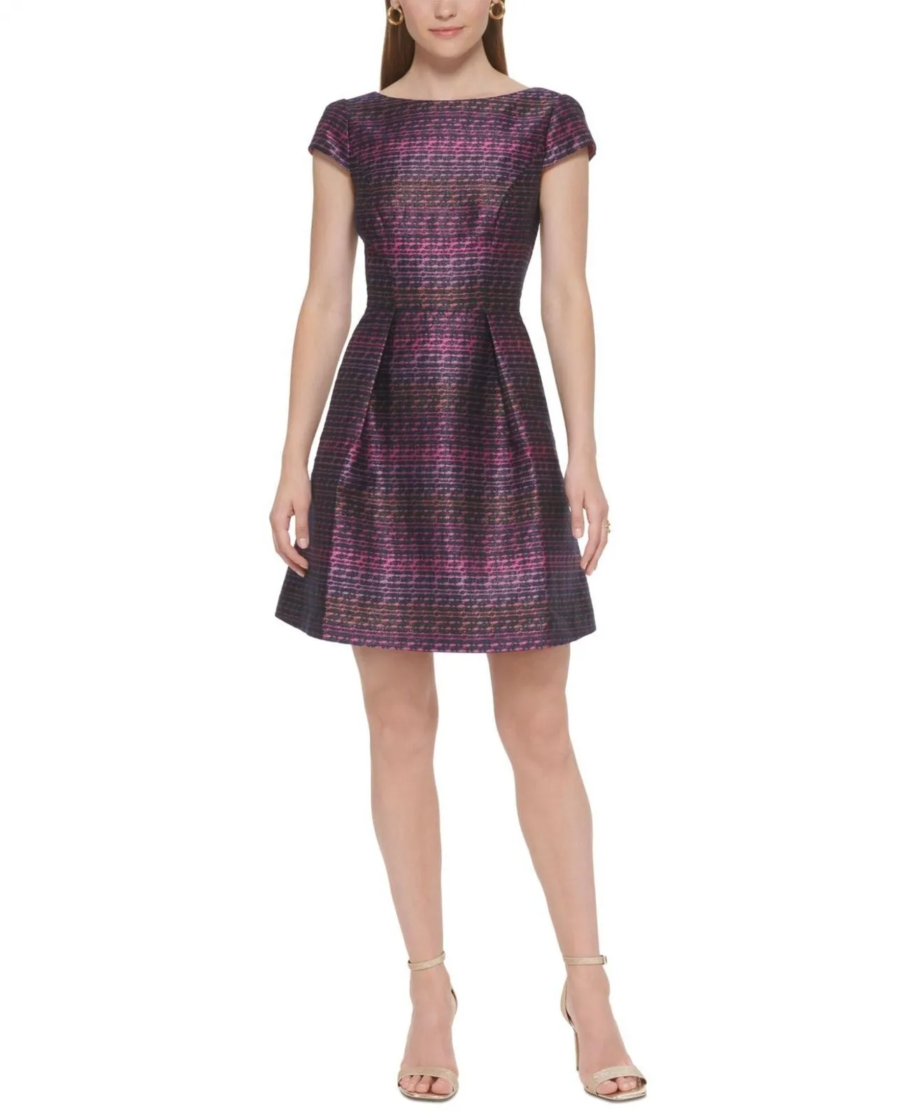 Vince Camuto Women's Metallic Jacquard Fit & Flare Dress VC2M3949