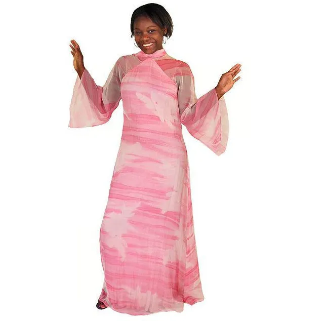 Vintage Silk Chiffon Pink Fantasy Dress Molly Parnis 1970S 34-28-44