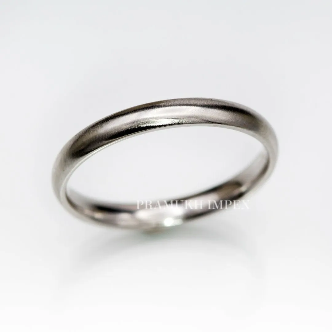 Vintage Wedding Band, 14k White Gold Engagement Ring, Comfort Fit Narrow Domed wedding band, Skinny Anniversary Band, art deco band