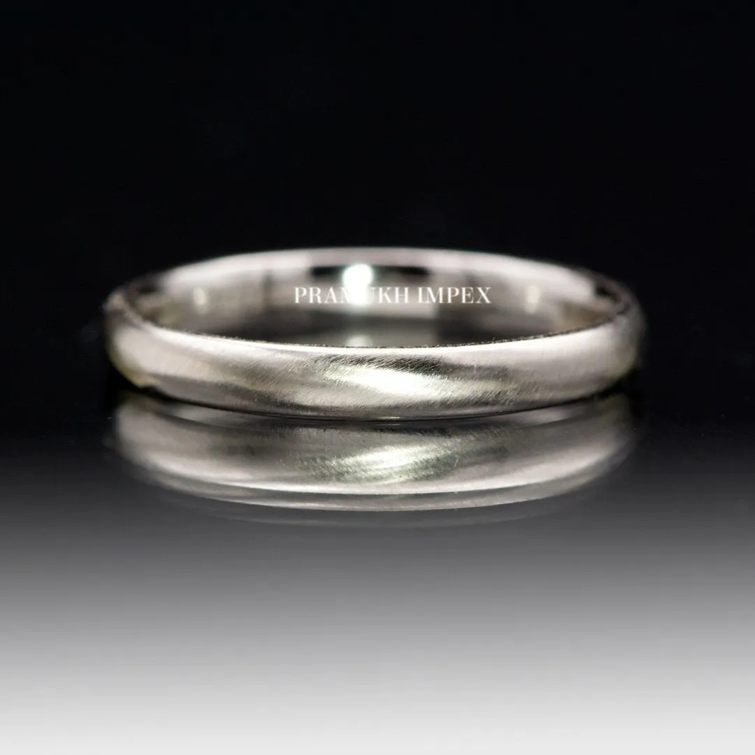 Vintage Wedding Band, 14k White Gold Engagement Ring, Comfort Fit Narrow Domed wedding band, Skinny Anniversary Band, art deco band
