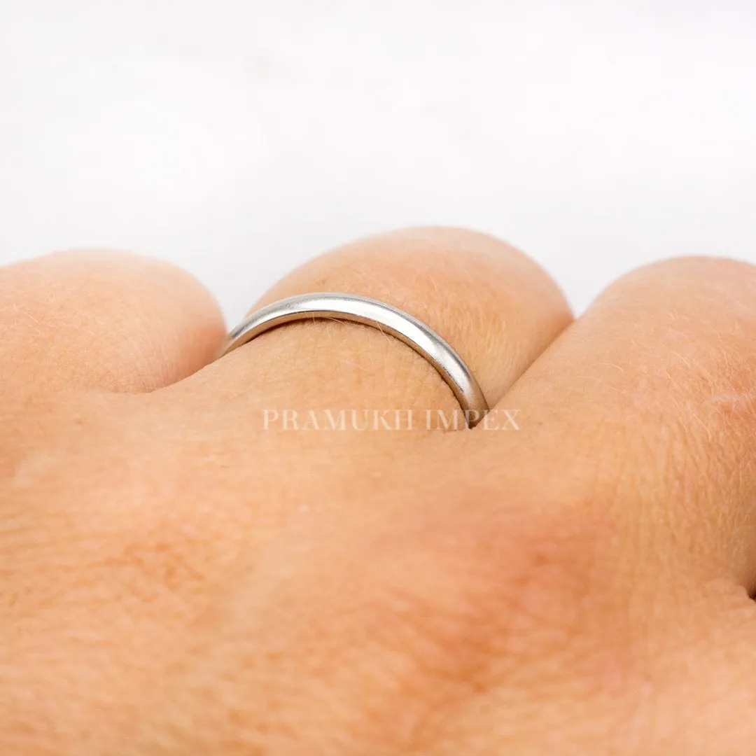 Vintage Wedding Band, 14k White Gold Engagement Ring, Comfort Fit Narrow Domed wedding band, Skinny Anniversary Band, art deco band