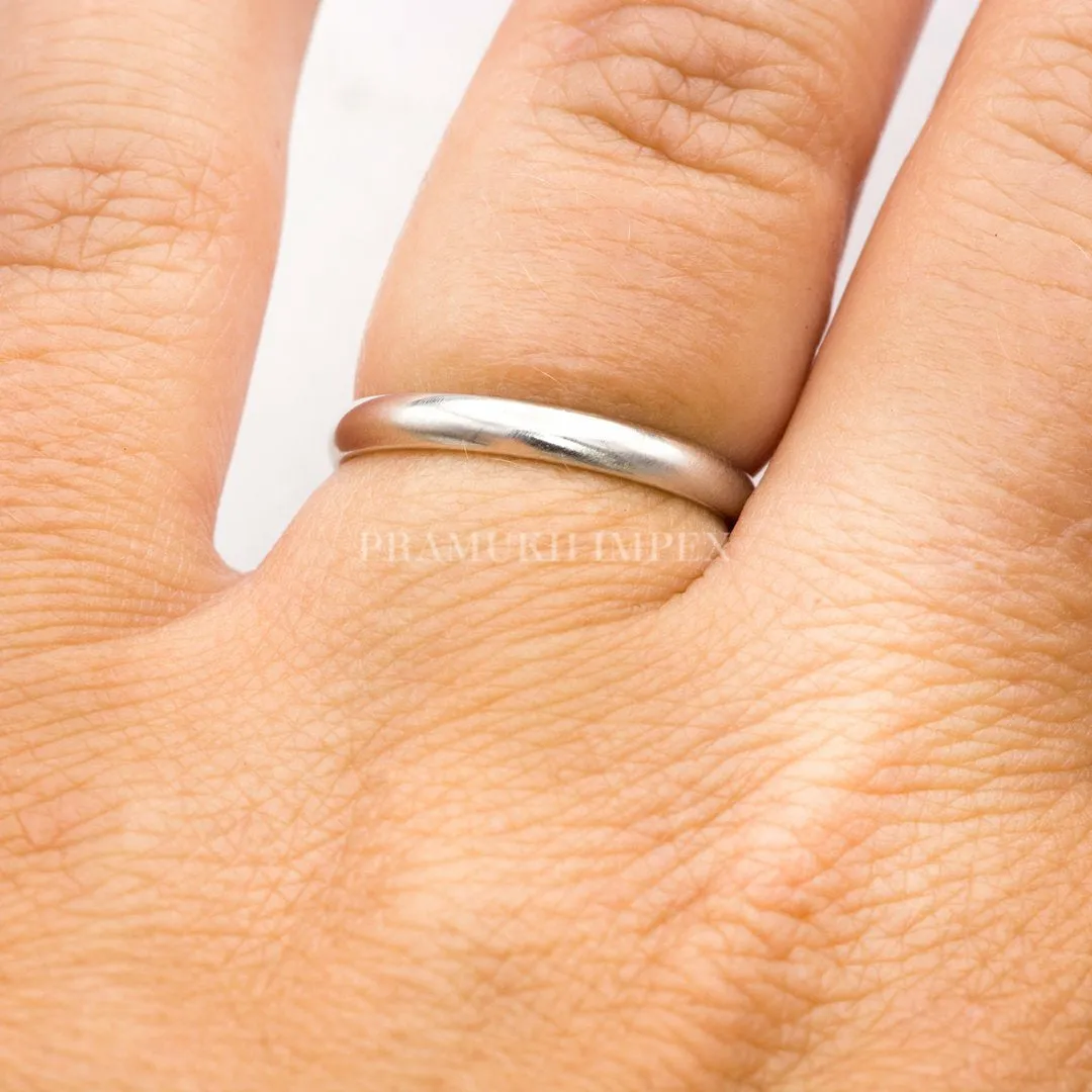 Vintage Wedding Band, 14k White Gold Engagement Ring, Comfort Fit Narrow Domed wedding band, Skinny Anniversary Band, art deco band