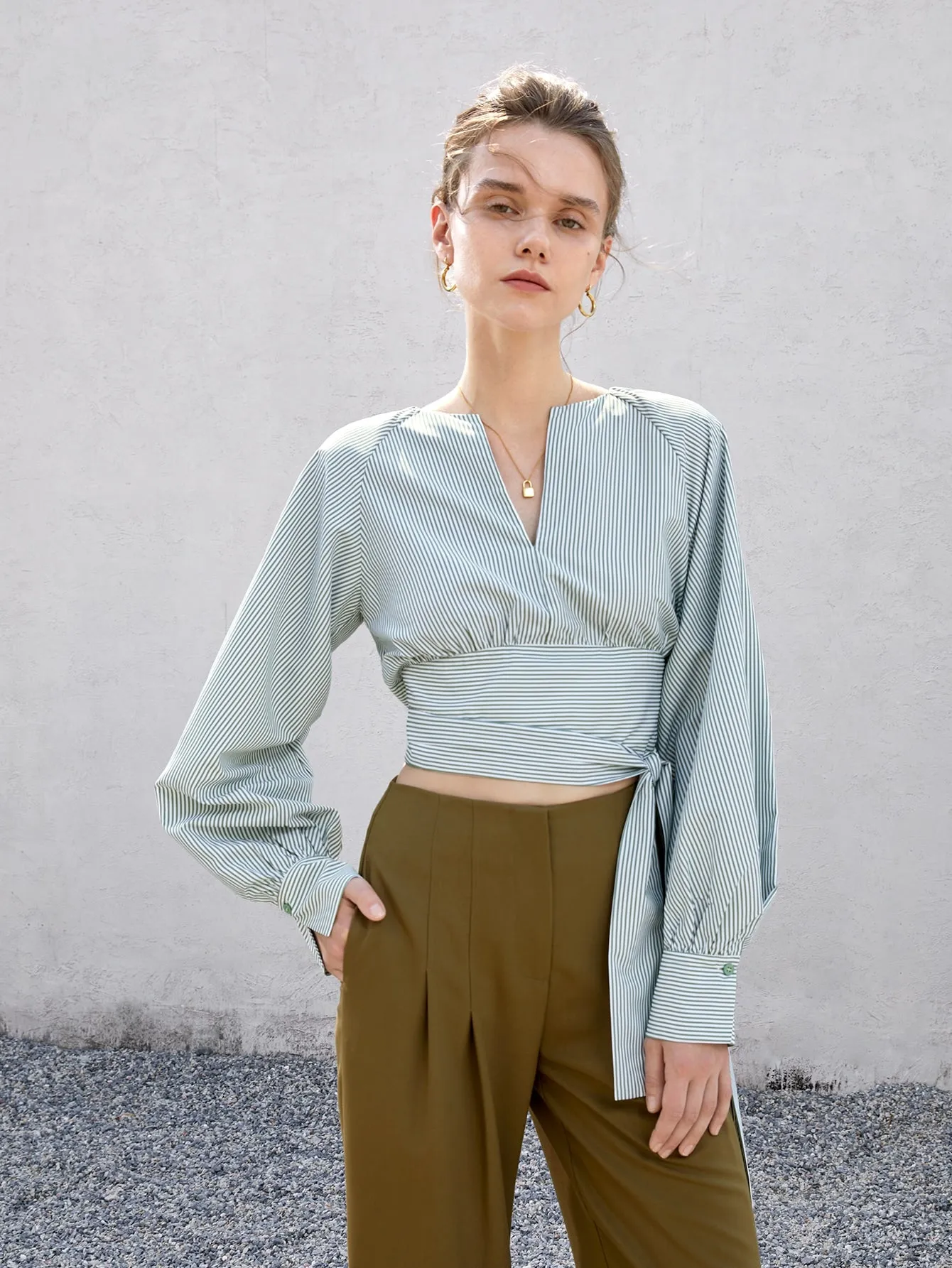 Voluminous Sleeve Cropped Top