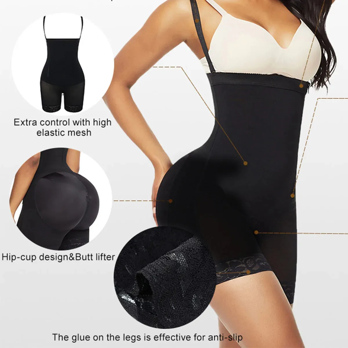 Waist Slimming Zipper Bodysuit Shapewear for Women