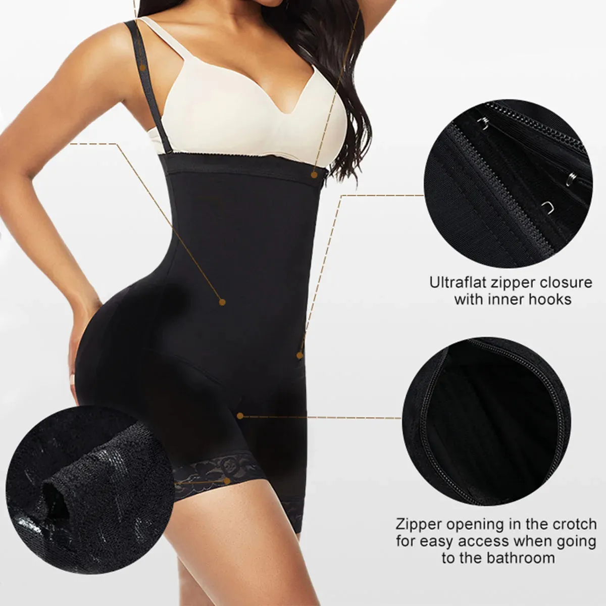 Waist Slimming Zipper Bodysuit Shapewear for Women