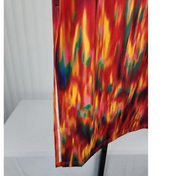 WeWoreWhat Cutout Midi Skirt Fire Tie Dye Spicy Orange Women's Size Large New