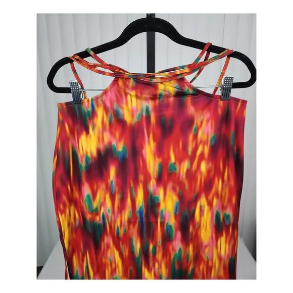 WeWoreWhat Cutout Midi Skirt Fire Tie Dye Spicy Orange Women's Size Large New