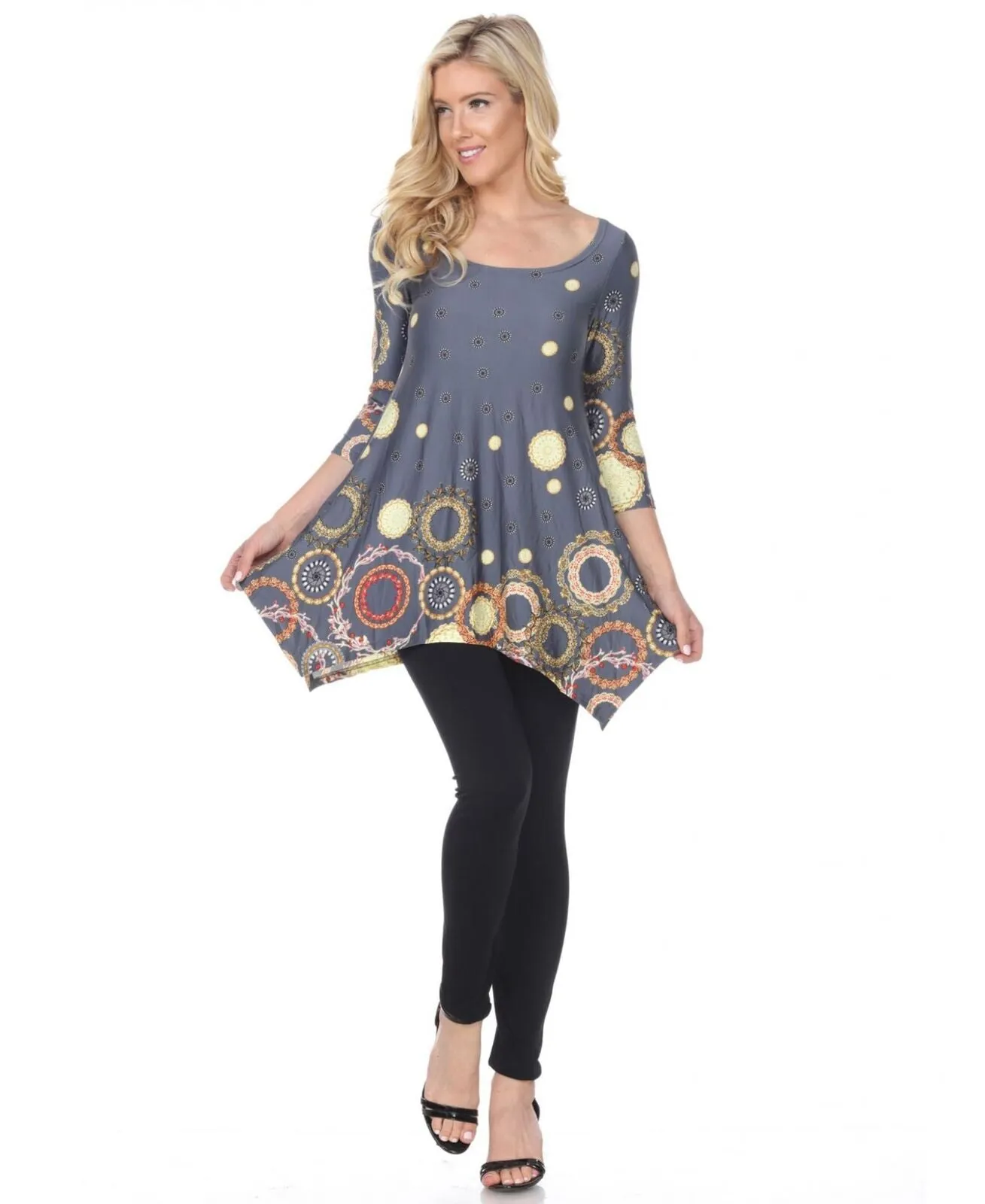 White Mark Women's Erie Tunic Shirt Top 1301-29-S Tunic Gray S