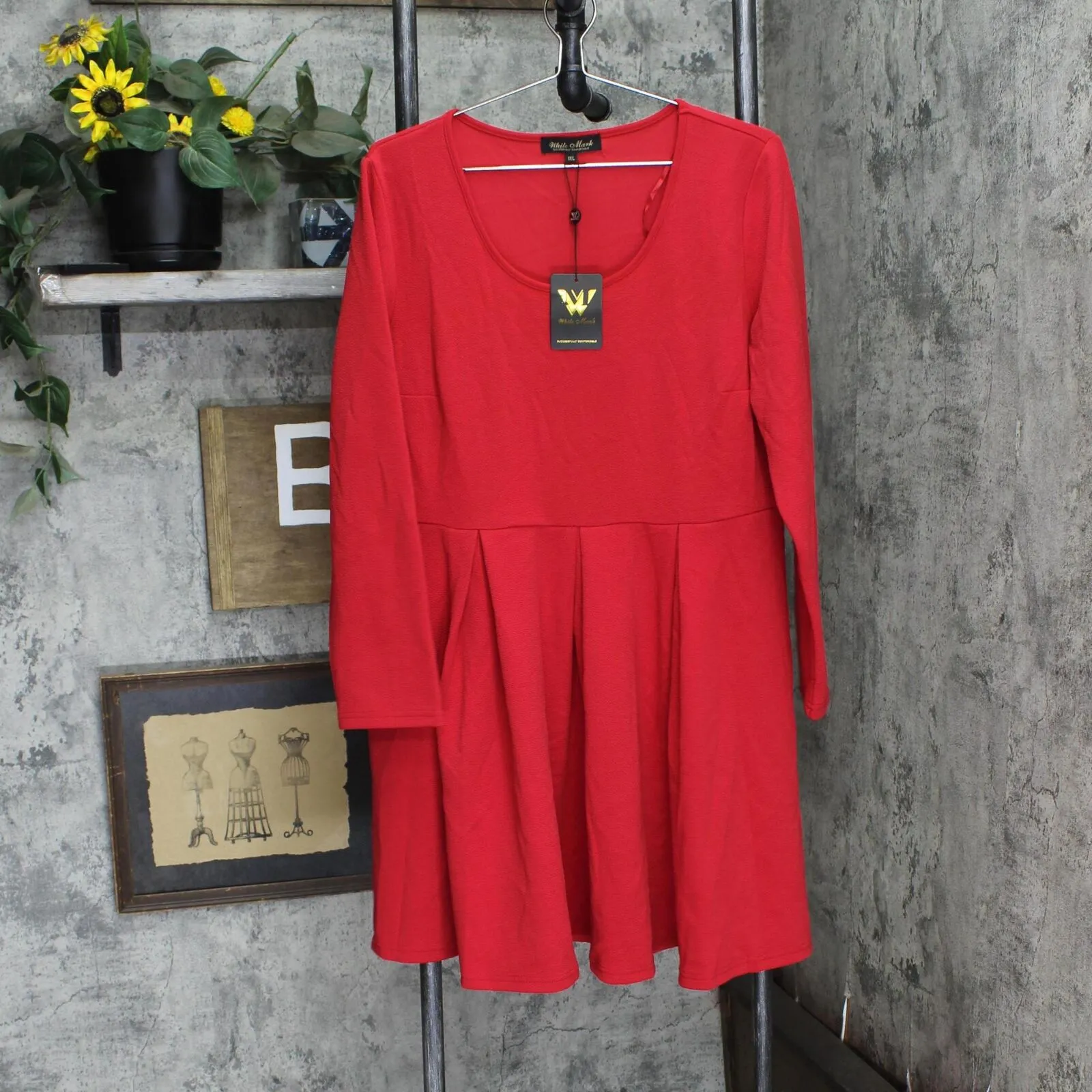 White Mark Womens Plus Size Jenara Fit N Flare Dress PS846-91-1XL