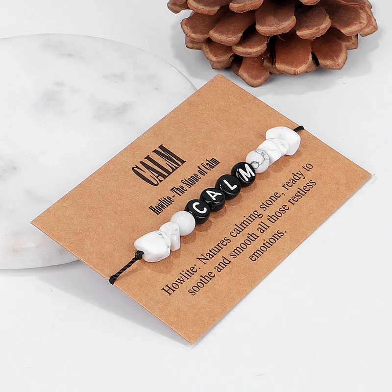 White Turquoise & Black 'Calm' Adjustable Bracelet