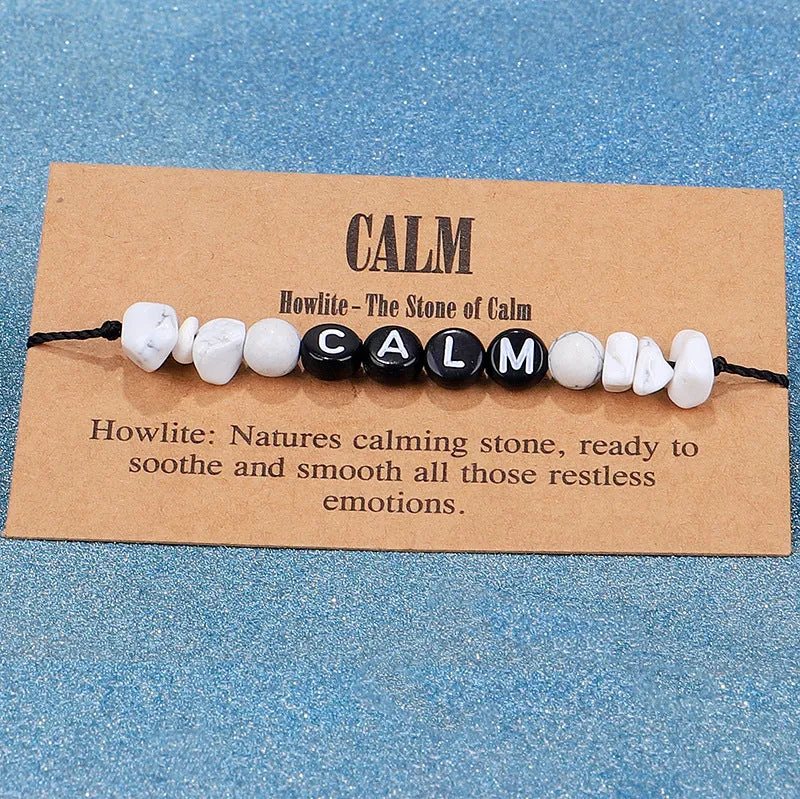 White Turquoise & Black 'Calm' Adjustable Bracelet