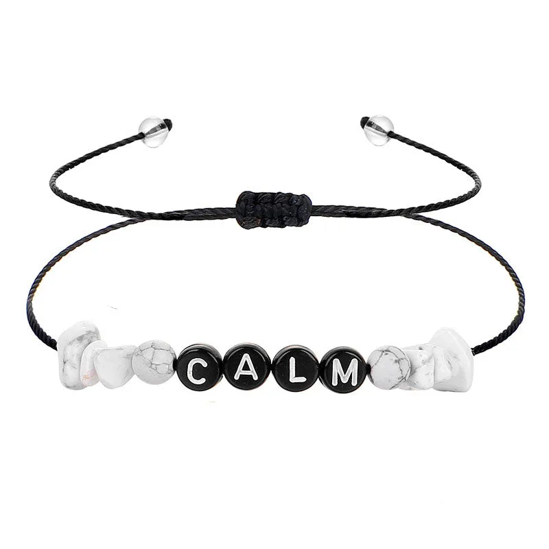 White Turquoise & Black 'Calm' Adjustable Bracelet