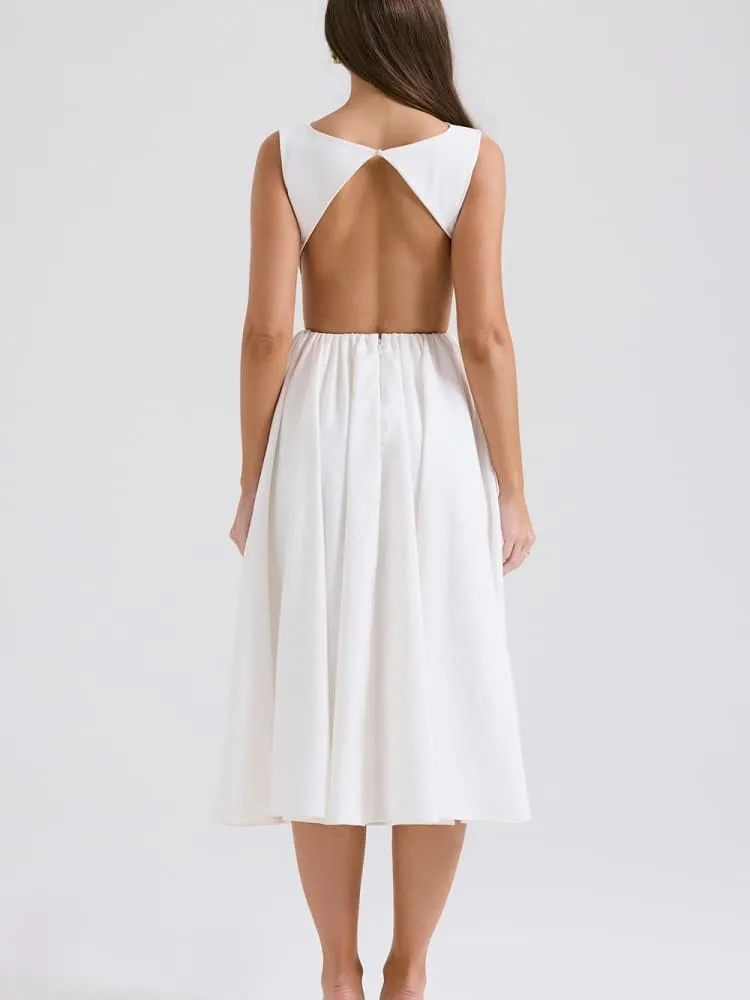 White Twill Midi Sundress