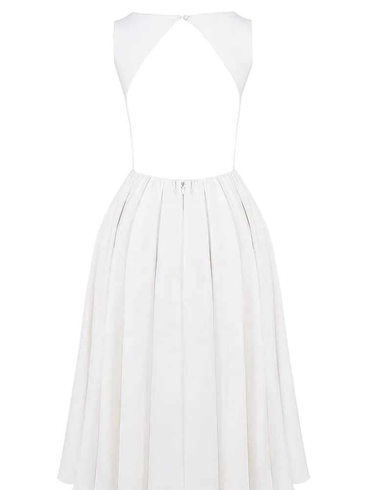White Twill Midi Sundress