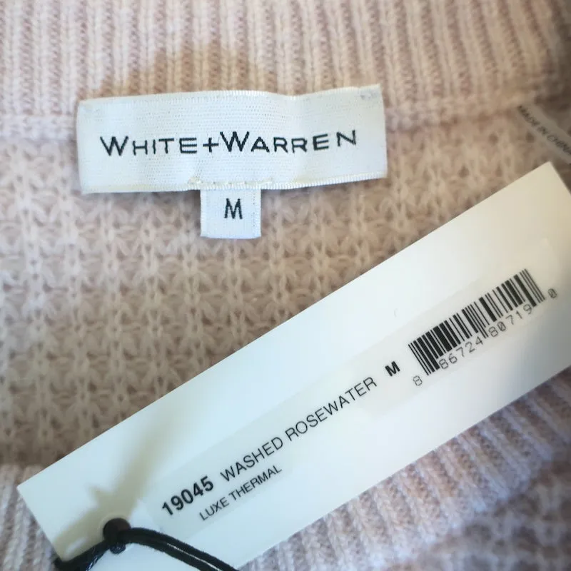 White   Warren Cashmere Luxe Thermal Sweater Washed Rosewater Size Medium NEW