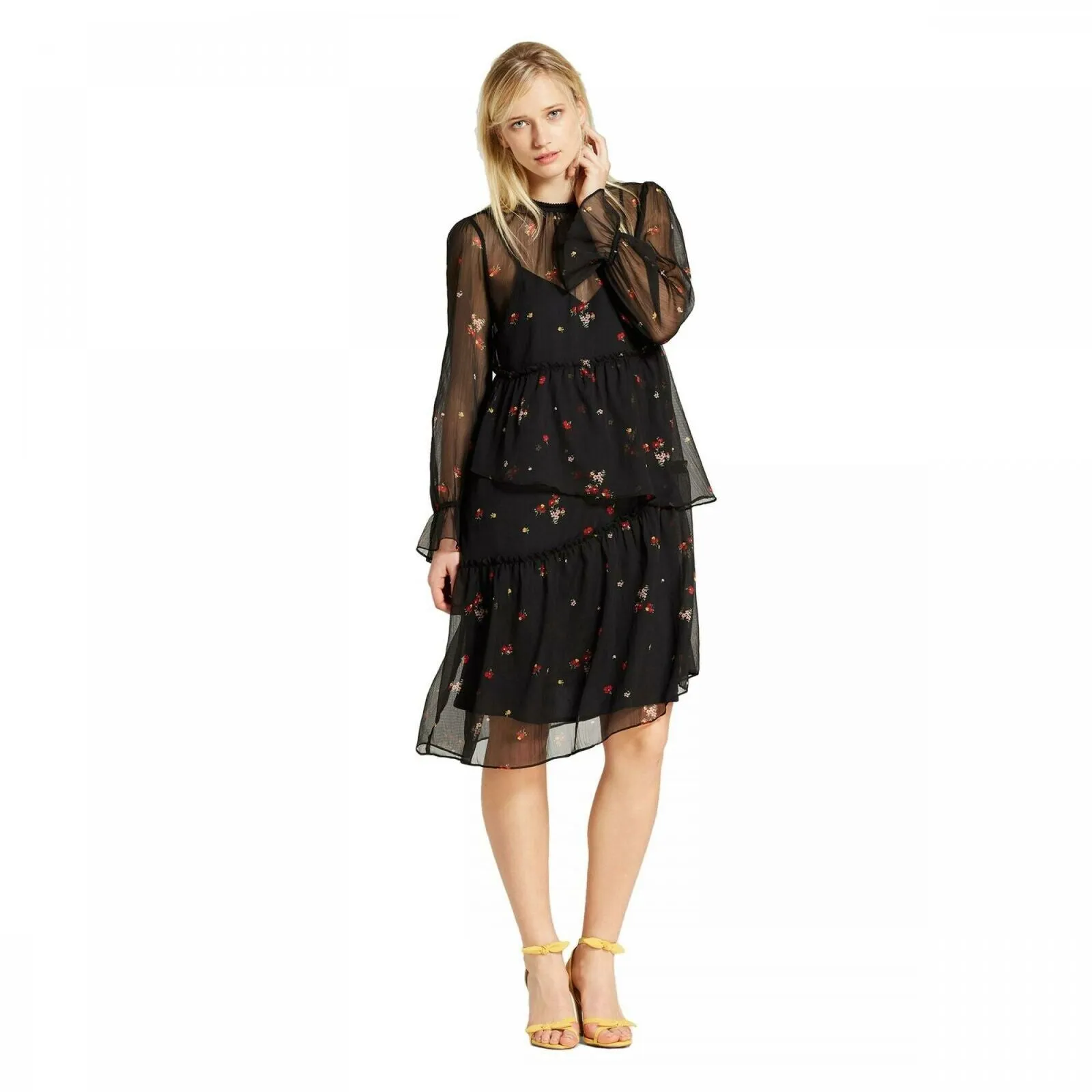 Who What Wear Women's Asymmetric Hem Dress Black Large