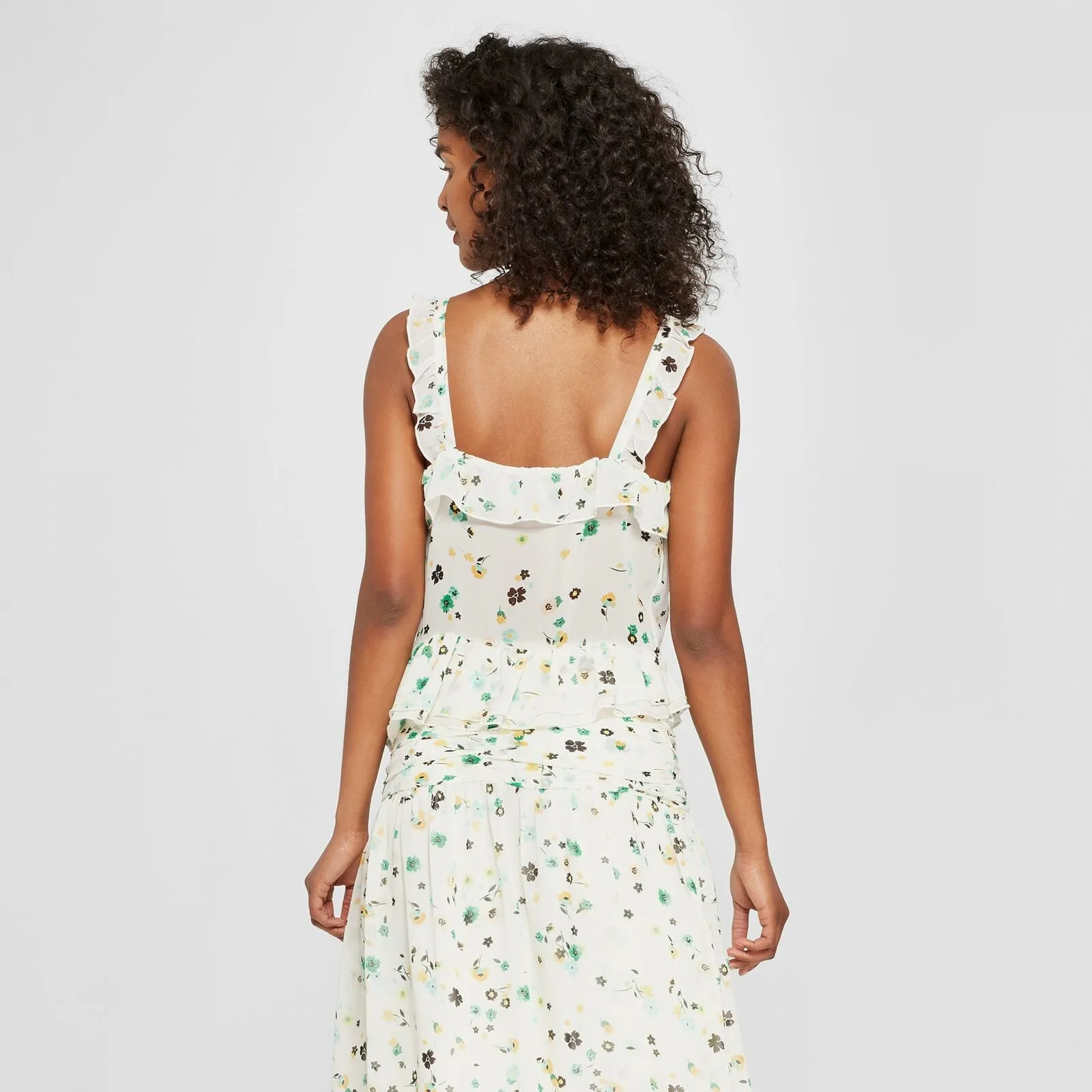 Who What Wear Women's Floral Print Ruffle Tank Top