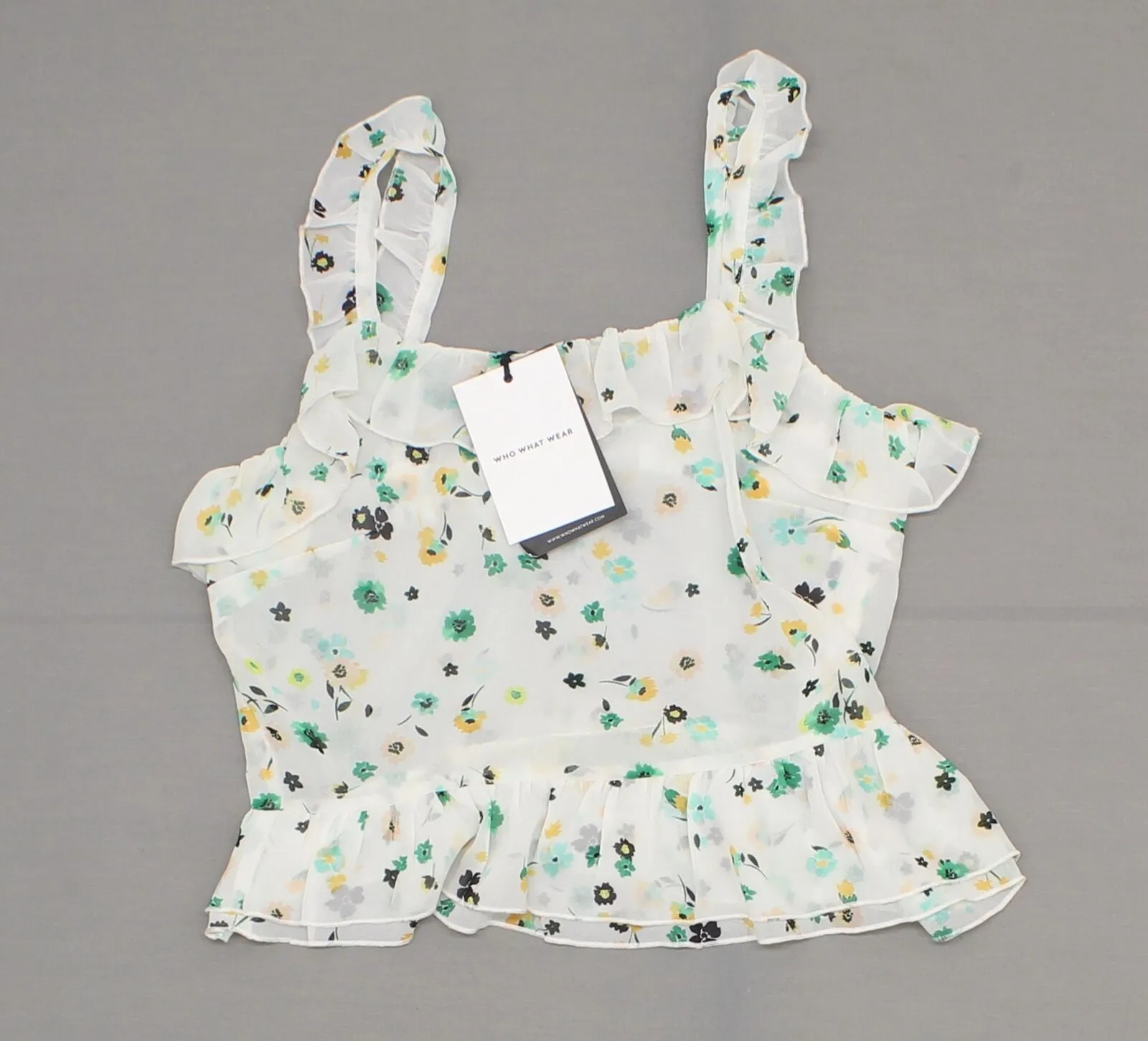 Who What Wear Women's Floral Print Ruffle Tank Top