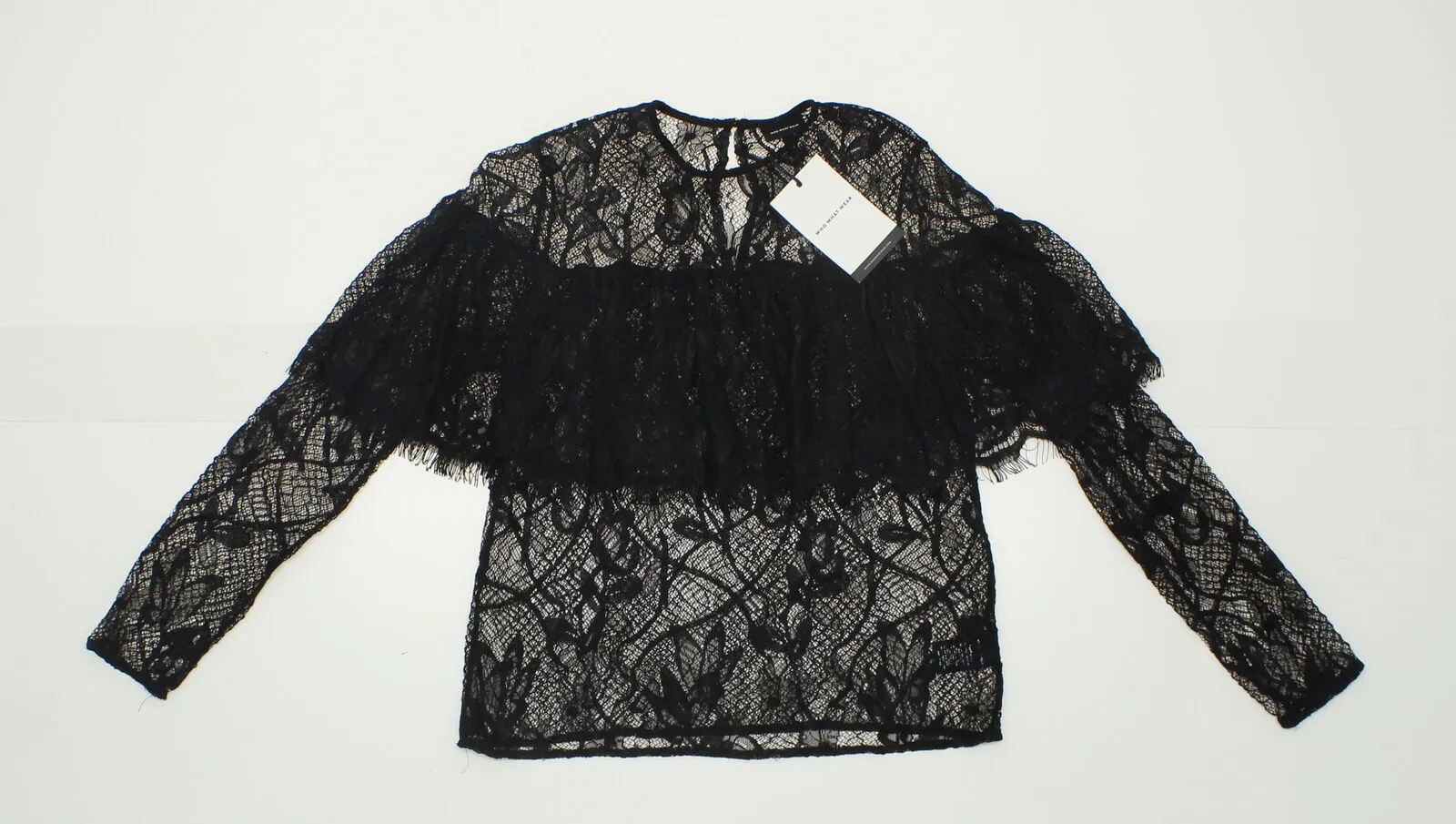 Who What Wear Women's Layered Lace Blouse Black XS