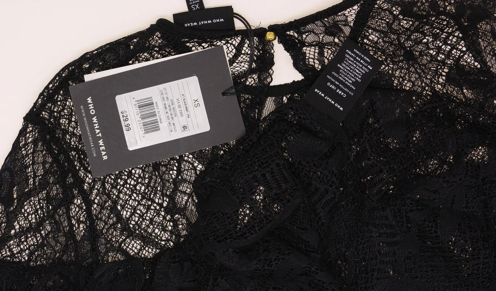 Who What Wear Women's Layered Lace Blouse Black XS