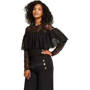 Who What Wear Women's Layered Lace Blouse Black XS