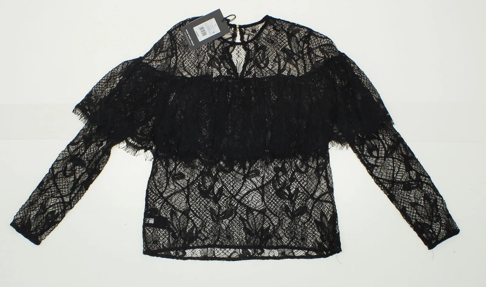 Who What Wear Women's Layered Lace Blouse Black XS