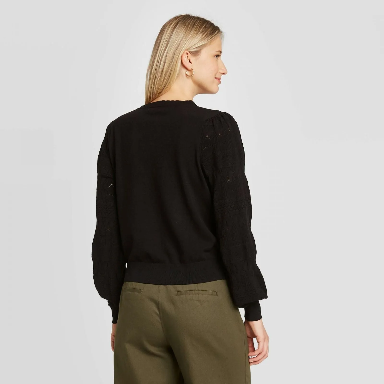 Who What Wear Women's Pointelle Crewneck Pullover Sweater