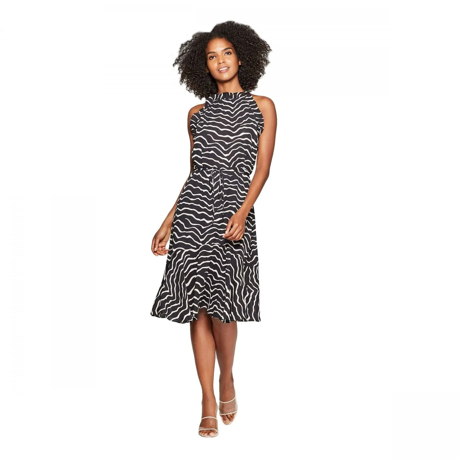 Who What Wear Women's Sleeveless Halter Neck A Line Dress