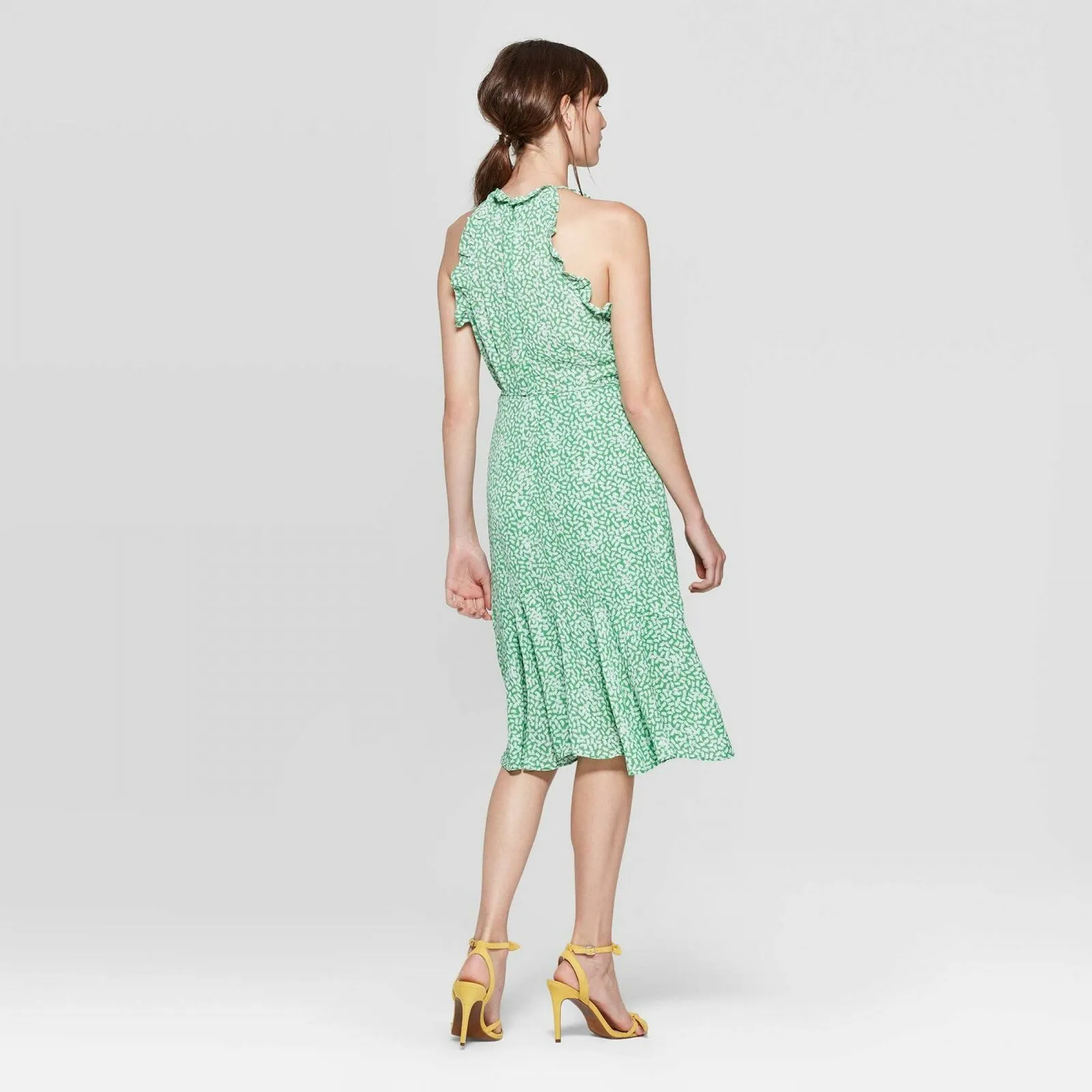 Who What Wear Women's Sleeveless Halter Neck A Line Dress