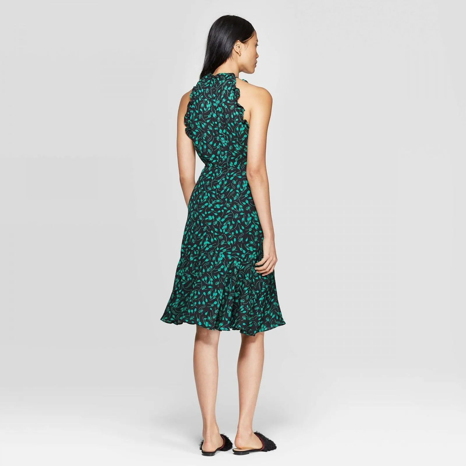 Who What Wear Women's Sleeveless Halter Neck A Line Dress