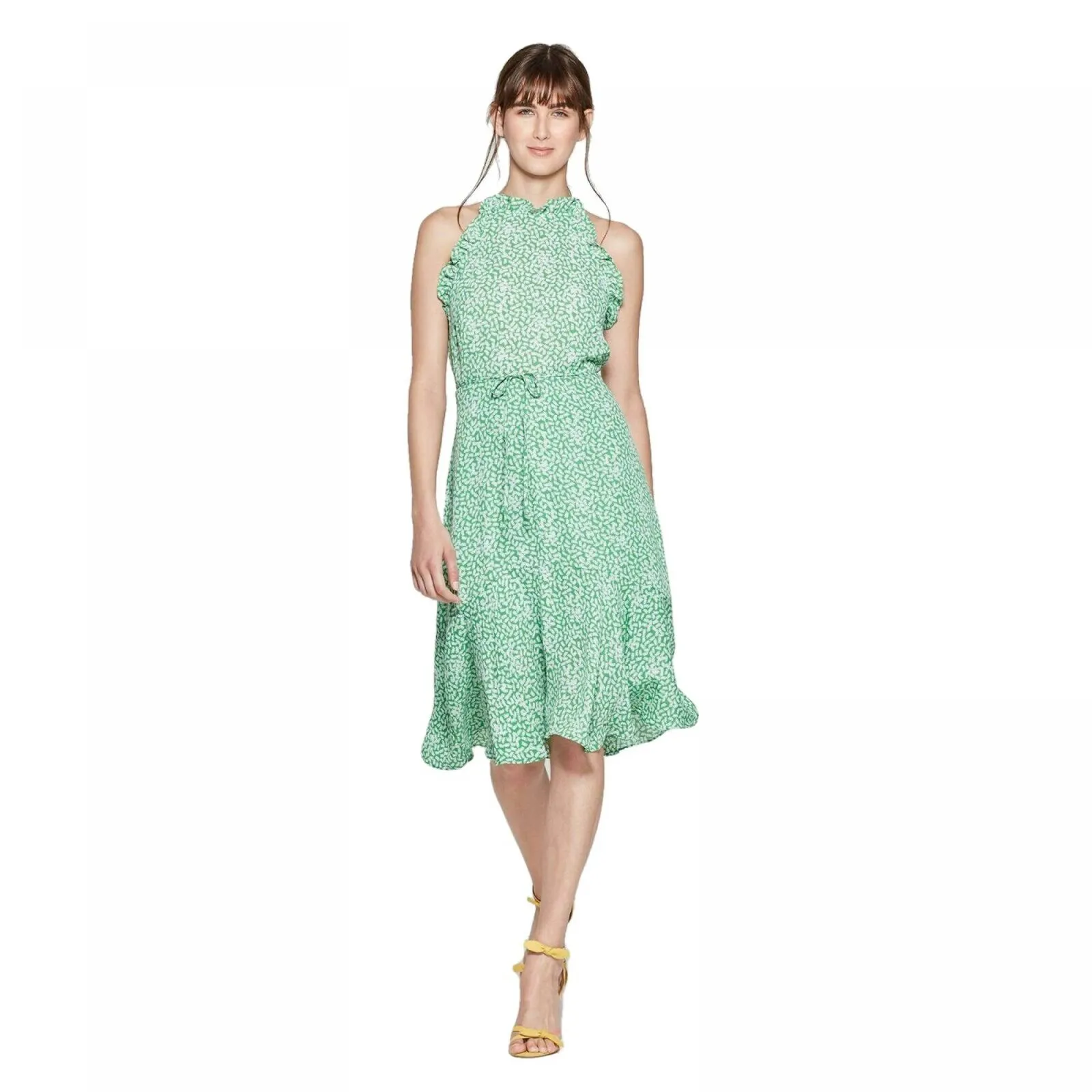Who What Wear Women's Sleeveless Halter Neck A Line Dress