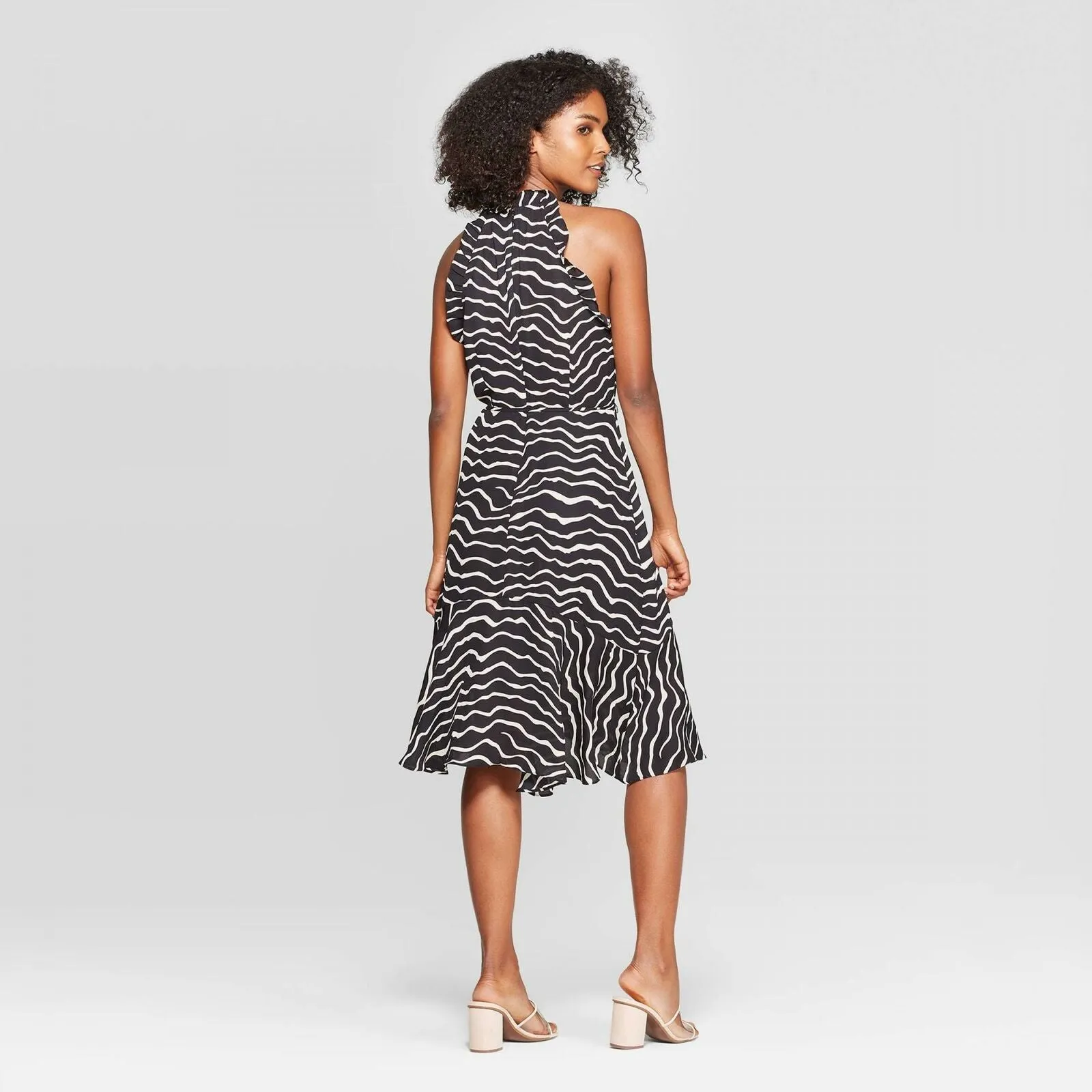 Who What Wear Women's Sleeveless Halter Neck A Line Dress