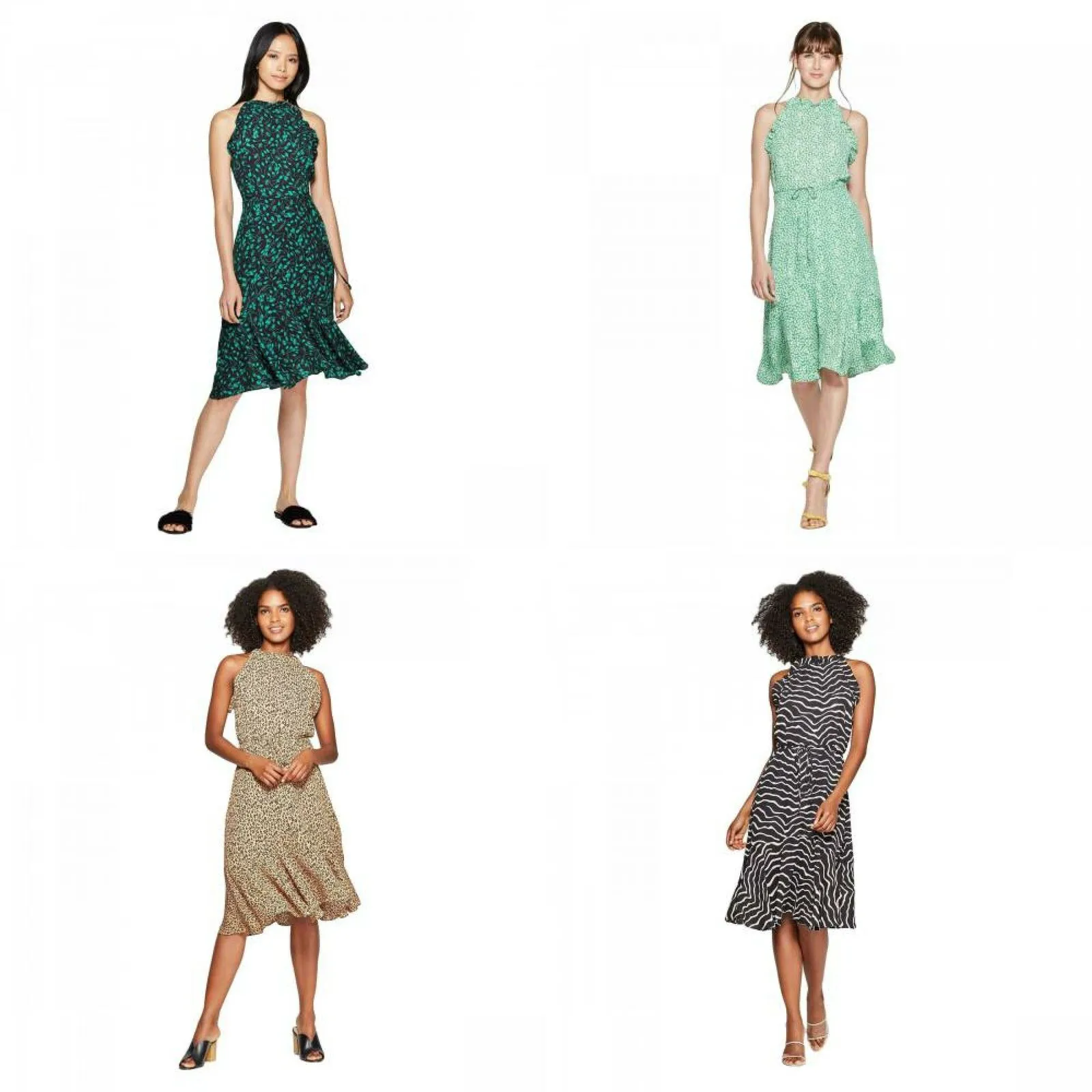 Who What Wear Women's Sleeveless Halter Neck A Line Dress