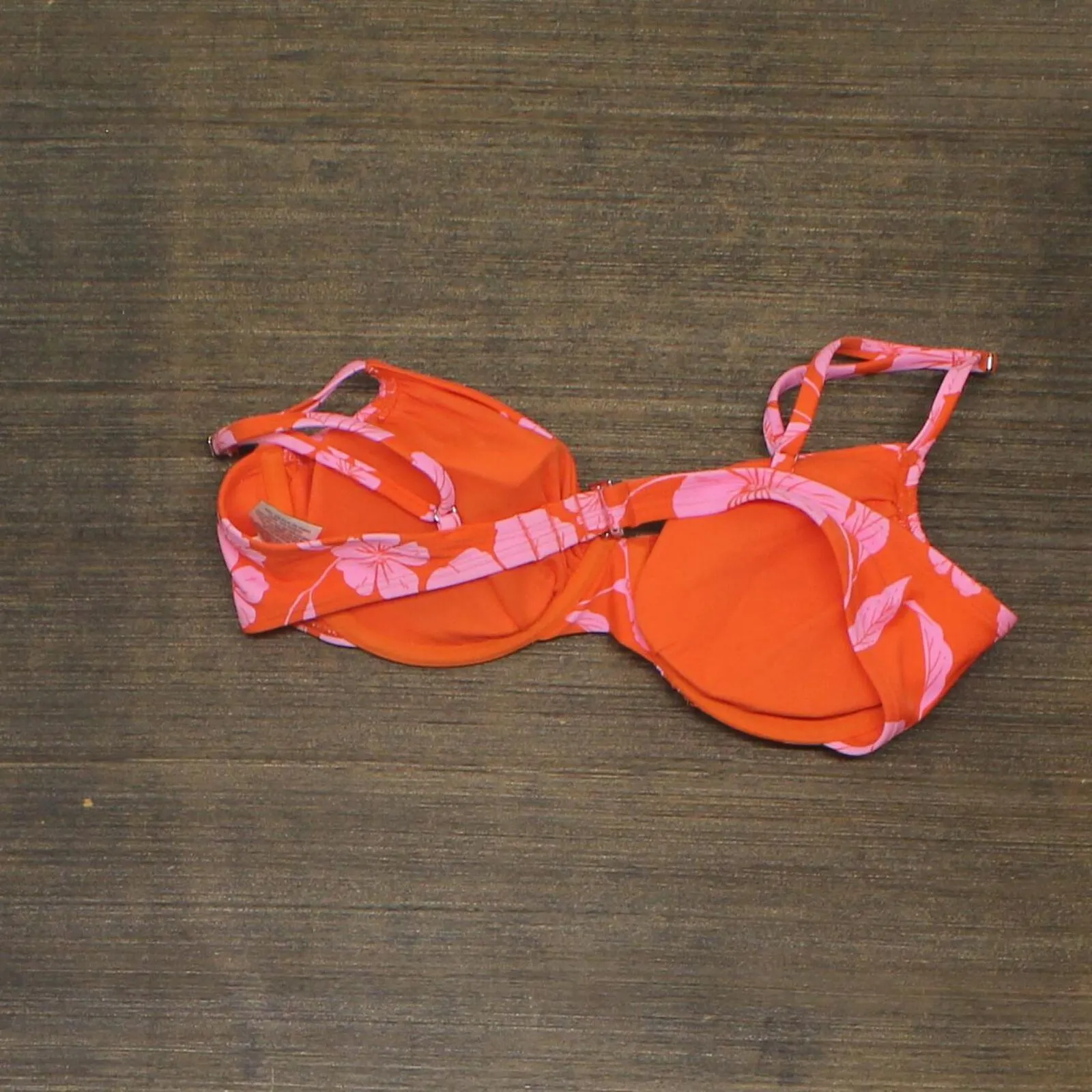 Wild Fable Women's Shirred Underwire Bikini Top Orange Tropical Pink M