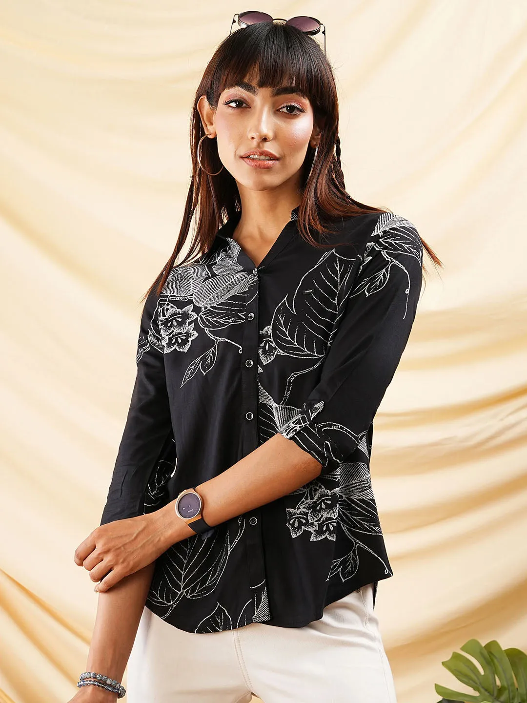 women Black shirt - Ladies Casual Wear Comfort Fit Shirt - Zola